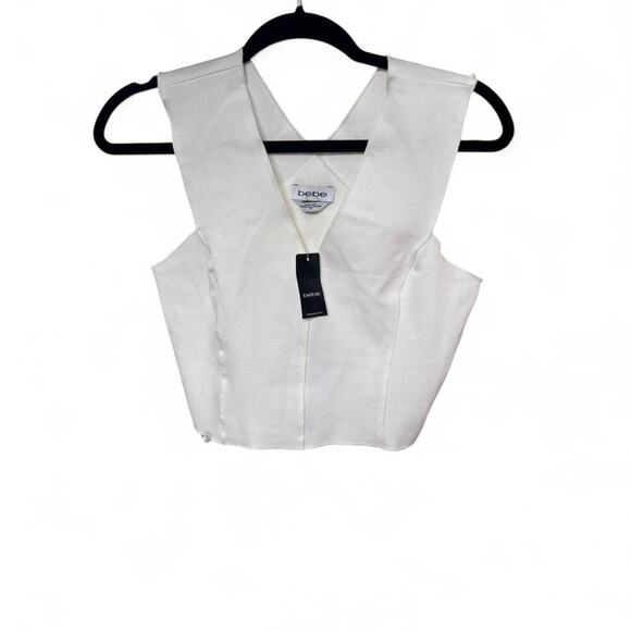 Y2K VINTAGE DEADSTOCK BEBE WHITE BANDAGE CROP‎ TANK SMALL NWT. - Picture 5 of 6